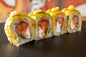 Shrimp tempura uramaki with yukari rice 4pcs